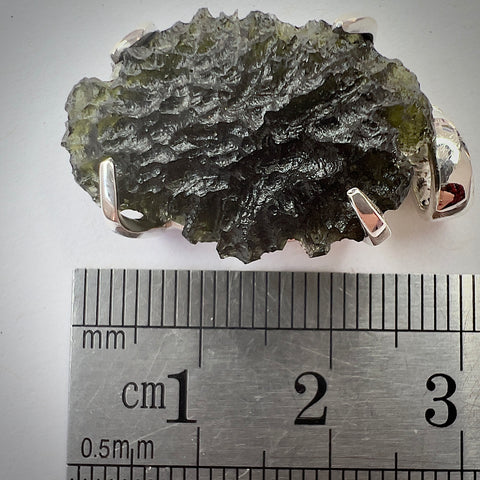 Sterling Silver Moldavite Pendant | 4.26g | Maly Chlum