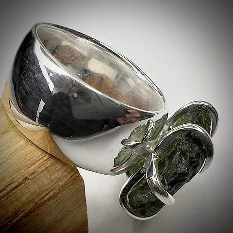 Sterling Silver Moldavite Claw Ring | Size 7 (O) | Chlum