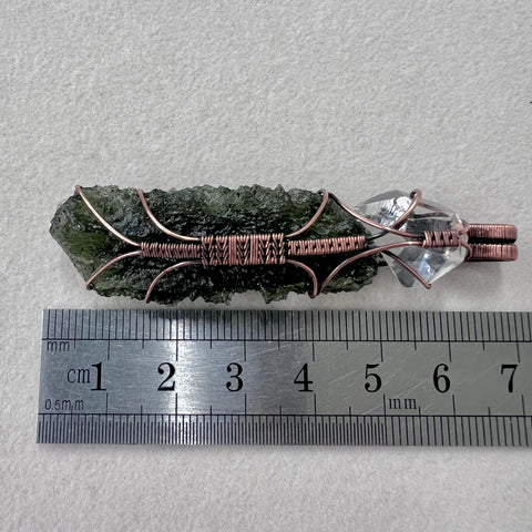 Moldavite & Herkimer Pendant - 8.5g