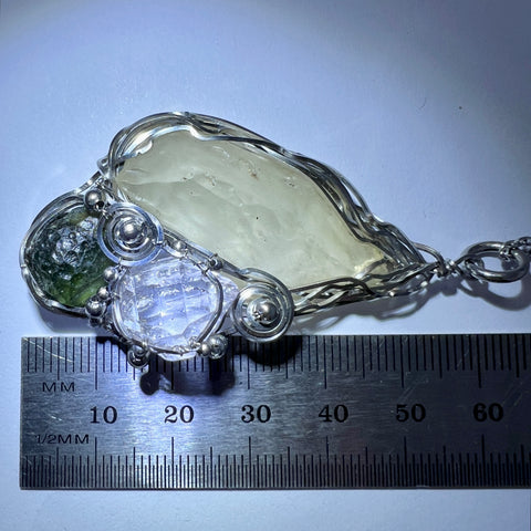 Moldavite, Herkimer & LDG Pendant | 1.48g | Vrabce