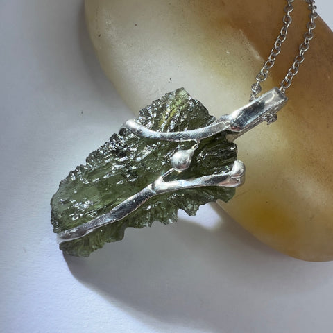 Soft Soldered Moldavite Necklace 3g