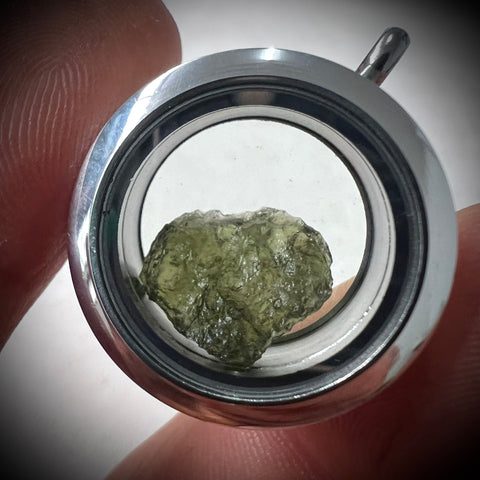 0.92g Moldavite Heart Locket - 25mm