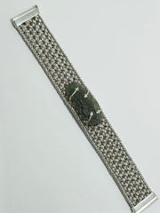 "Celestial Timepiece" Moldavite/Silver Bracelet.