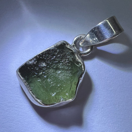 2.78g Bezel Set Moldavite/Silver Pendant