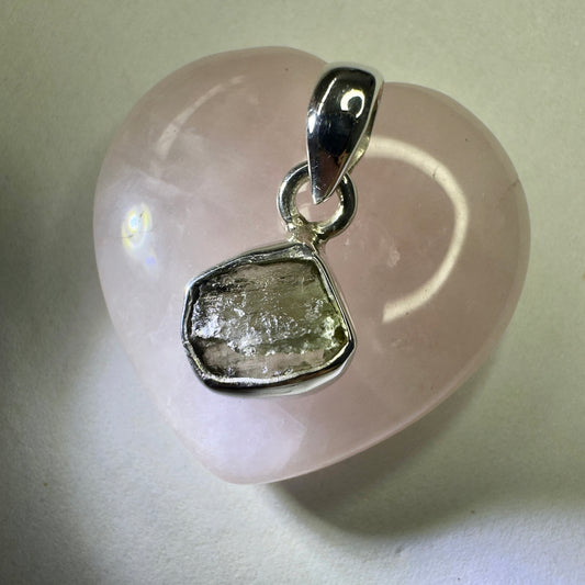 Sterling Silver Moldavite Pendant | 1.43g | Chlum