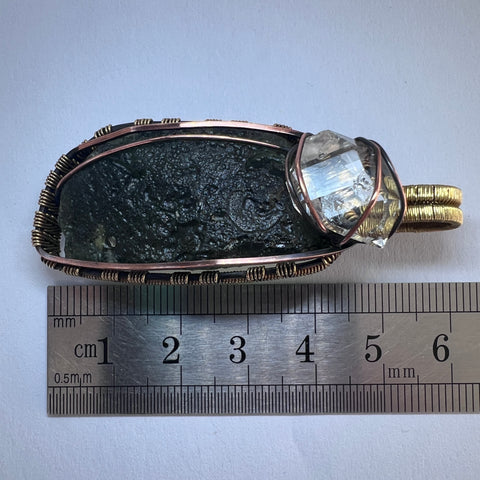 10.69g Moldavite & Herkimer pendant