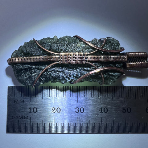 Moldavite Copper Wire Wrapped Pendant | 10.88g | Marouskovo Pole
