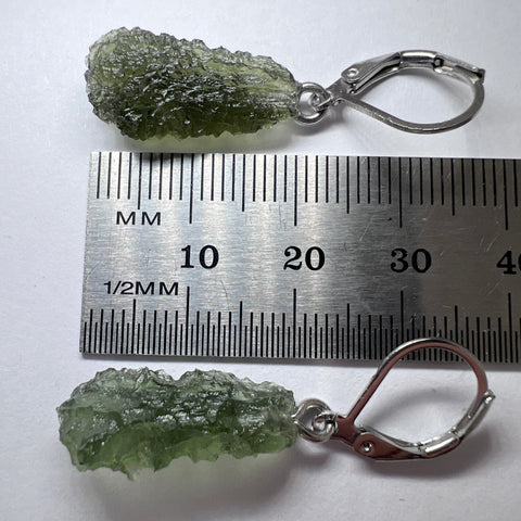 Soft Soldered Moldavite Earrings | 0.95g & 1.2g | Marouskovo Pole