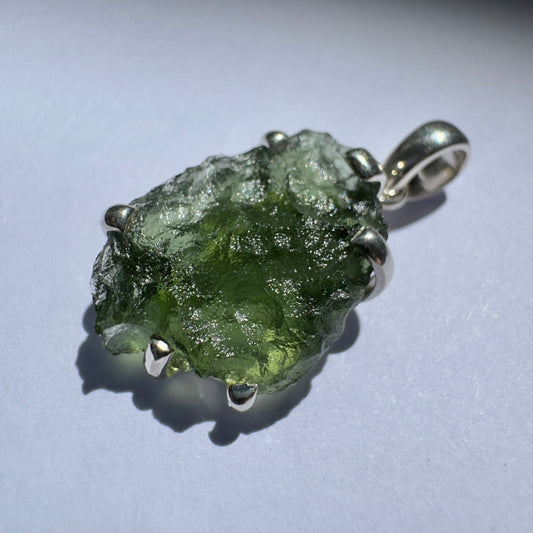 Sterling Silver Moldavite Pendant | 2.55g | Marouskovo Pole