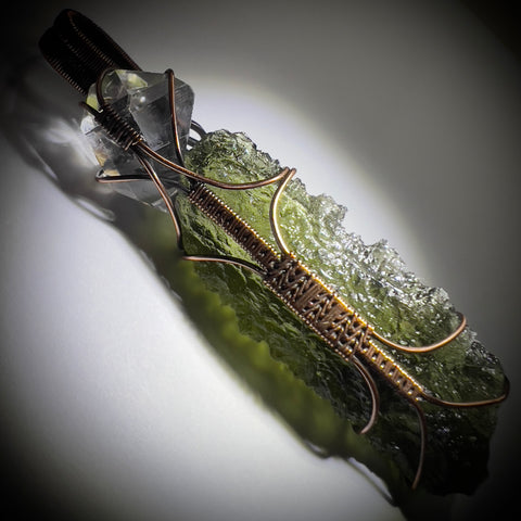 Moldavite & Herkimer Pendant - 8.5g
