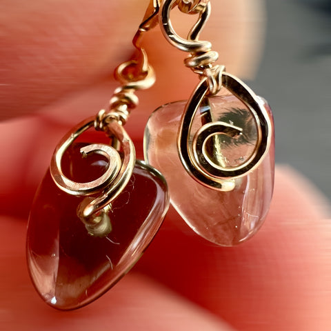 Hand-Polished Moldavite Bead Earrings - 2.7ct
