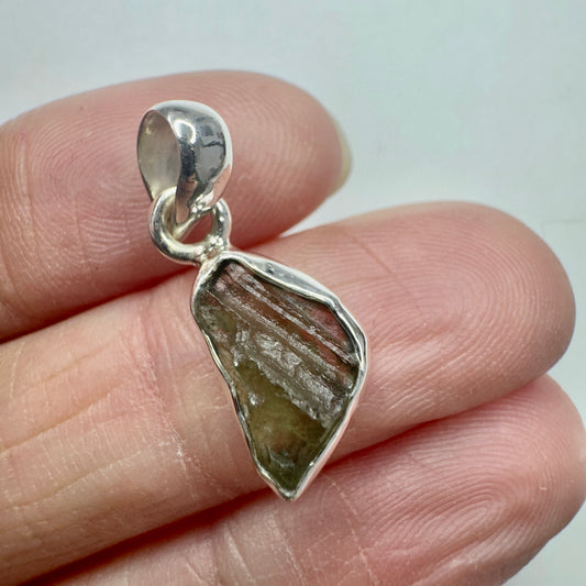 Sterling Silver Moldavite Pendant | 1.43g | Chlum