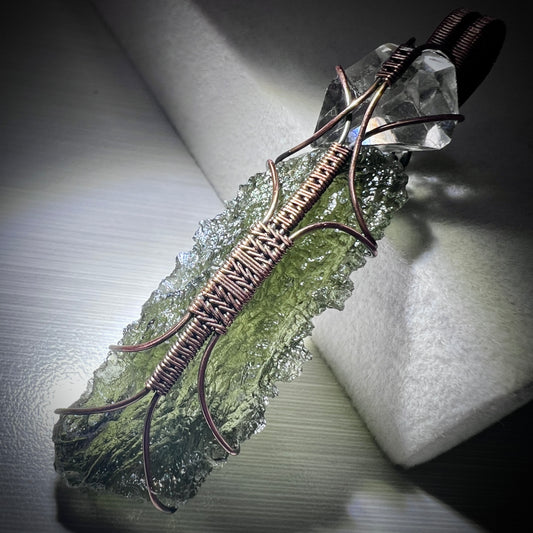Moldavite & Herkimer Pendant - 8.5g