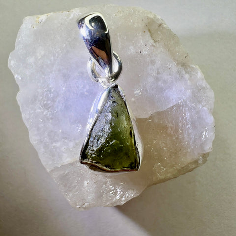 Sterling Silver Moldavite Pendant | 1.42g | Chlum