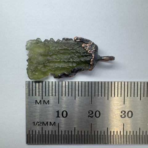Copper Electroformed Moldavite Pendant | 1.21g | Marouskovo Pole