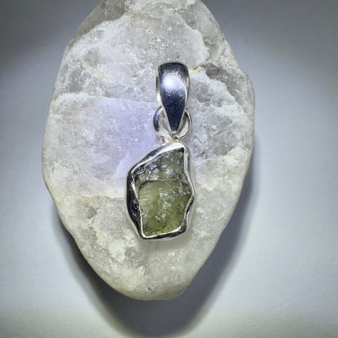 Sterling Silver Moldavite Pendant | 1.4g | Chlum