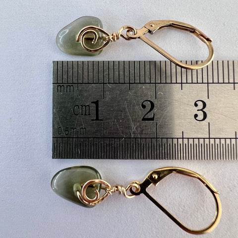 Hand-Polished Moldavite Bead Earrings - 2.7ct
