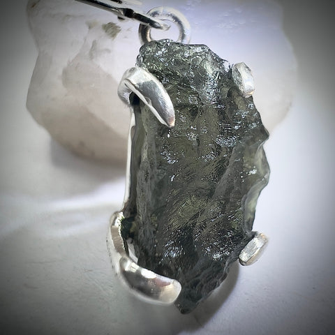 Moldavite Sterling Silver Earrings | 2.76g | Chlum