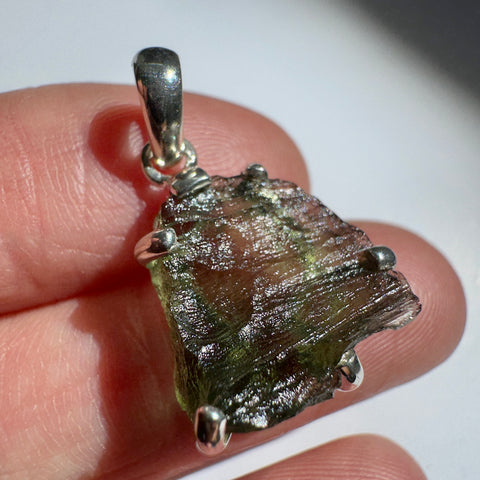 Sterling Silver Moldavite Pendant | 2.45g | Chlum