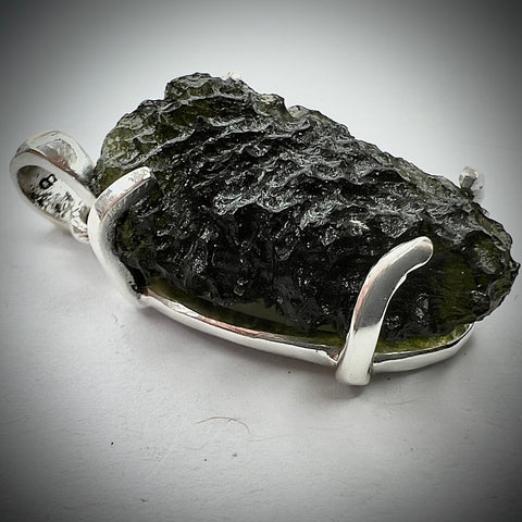 Sterling Silver Moldavite Pendant | 4.26g | Maly Chlum