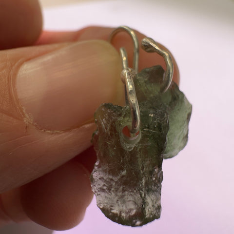 Sterling Silver Moldavite Earrings | 1.87g | Vrabce
