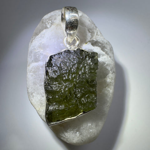 Sterling Silver Moldavite Pendant | 3.96g | Chlum