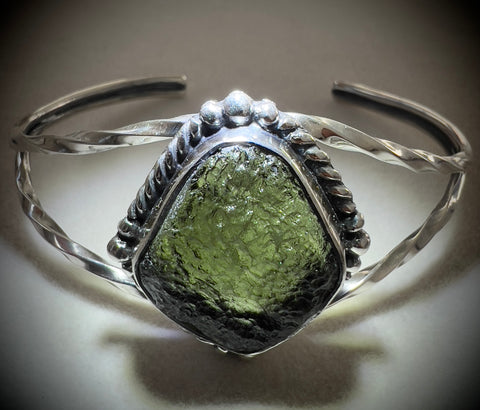 Imperial Moldavite Silver Bracelet