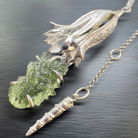 Beautiful Sterling Silver Moldavite Necklace