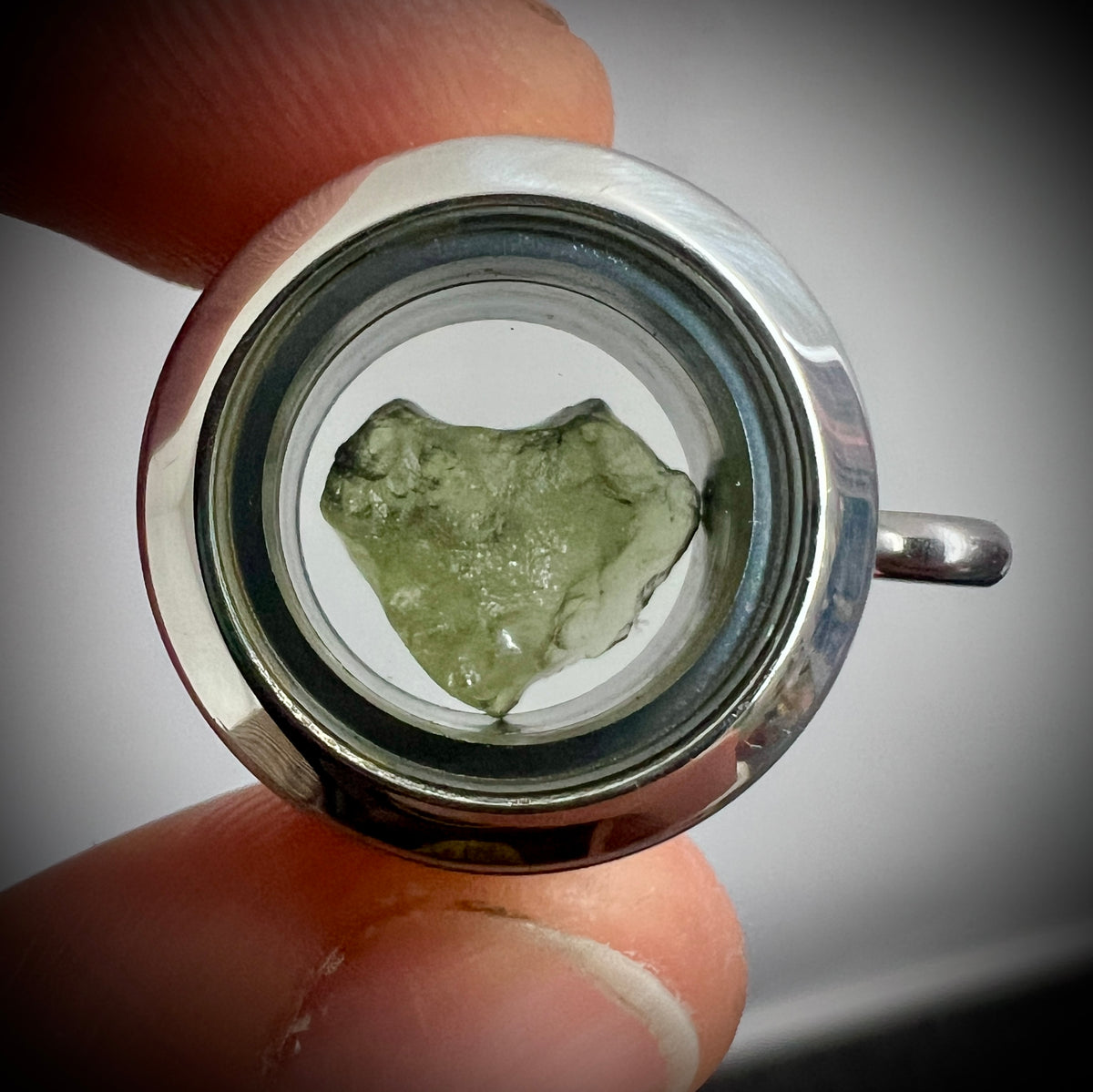 0.49g Moldavite Heart Locket 20mm