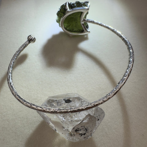 4.45g Chlum Moldavite Claw Set Bracelet in Sterling Silver