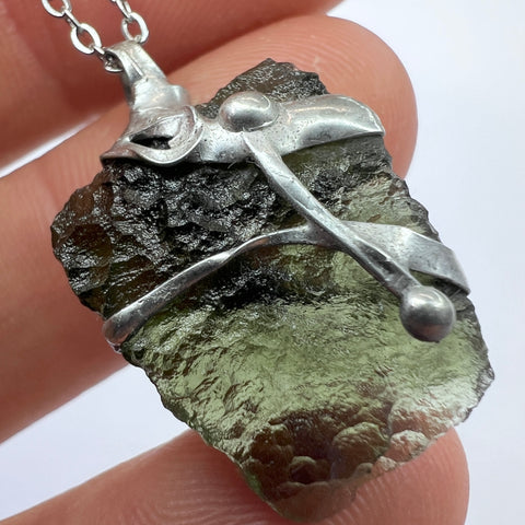 Soft Soldered Moldavite Pendant | 2.62g | Chlum