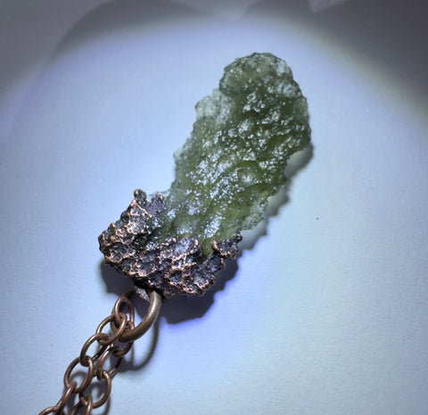 Copper Electroformed Moldavite Pendant | 1.63g | Chlum