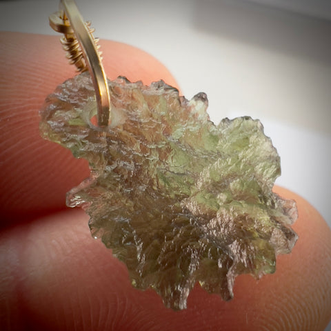 Moldavite Pendant – Gold Wrap