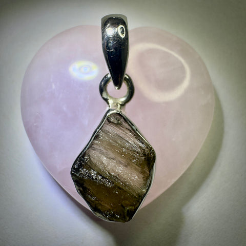 Sterling Silver Moldavite Pendant | 1.76g | Chlum