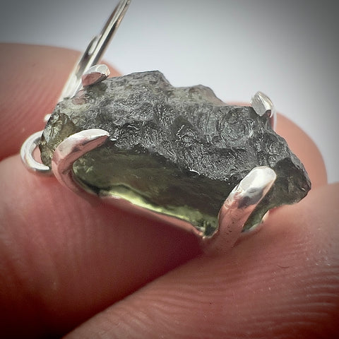 Moldavite Sterling Silver Earrings | 2.76g | Chlum