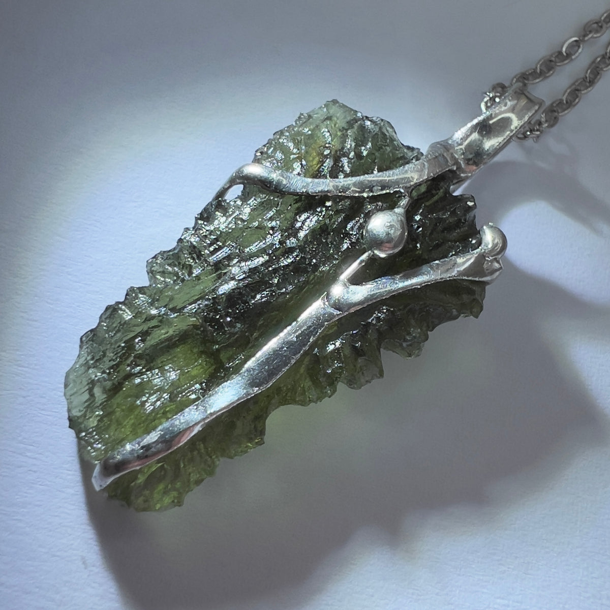 Soft Soldered Moldavite Necklace 3g