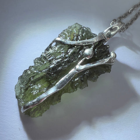 Soft Soldered Moldavite Necklace 3g