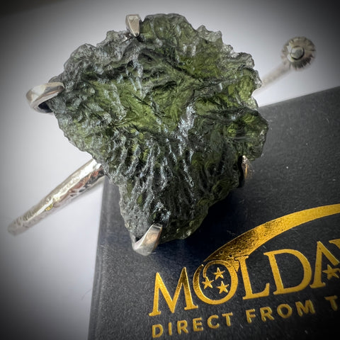 Sterling Silver Moldavite Bracelet | 4.45g | Chlum