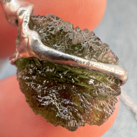 Soft Soldered Moldavite Necklace 1.9g Maly Chlum