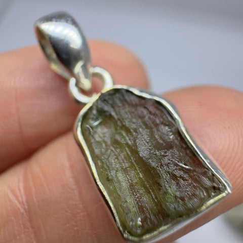 Sterling Silver Moldavite Pendant | 1.83g | Chlum