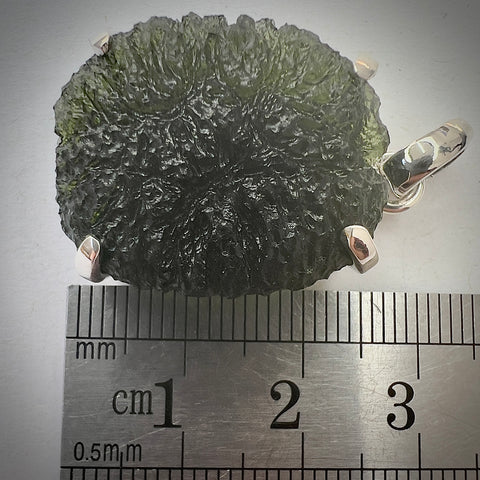 Sterling Silver Moldavite Pendant | 8.06g | Maly Chlum