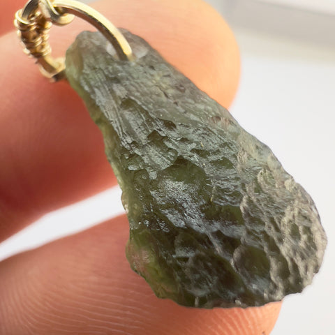 Moldavite Pendant – Gold Wrap