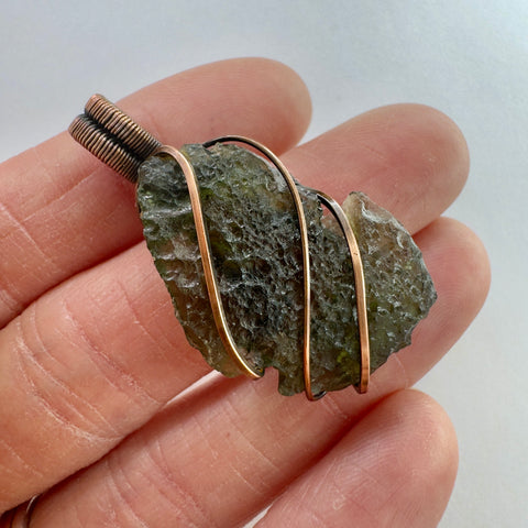 Moldavite Copper Pendant | 3.95g | Chlum