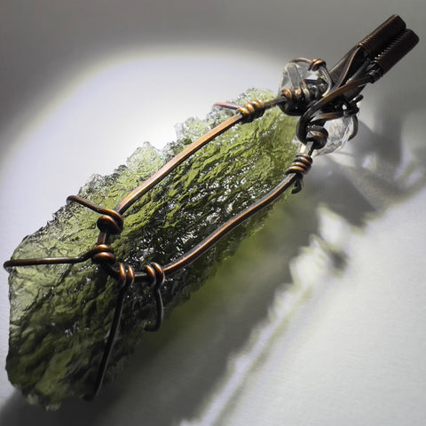 Moldavite & Herkimer Pendant - 8.5g