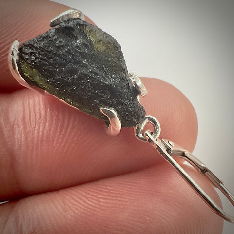 Moldavite Sterling Silver Earrings | 2.76g | Chlum