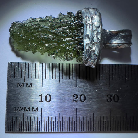 Soft Soldered Moldavite Pendant | 3.1g | Maly Chlum