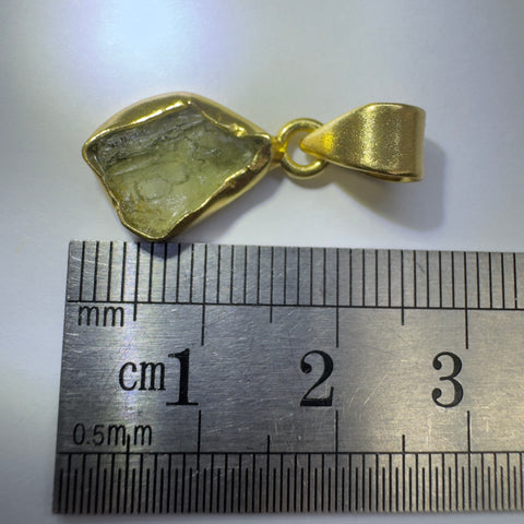 Gold Plated Moldavite Pendant | 1.58g | Chlum