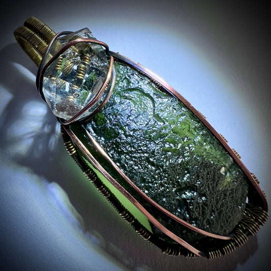 10.69g Moldavite & Herkimer pendant