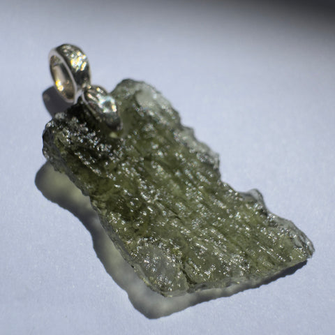 Sterling Silver Moldavite Pendant | 2.45g Total | Chlum