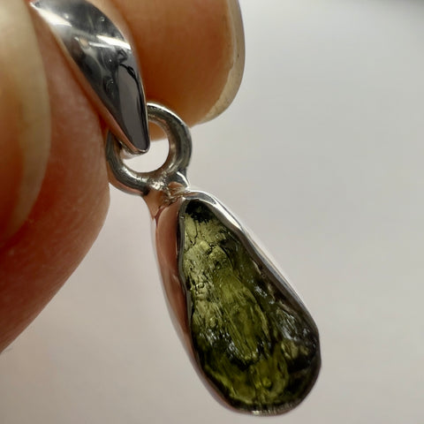 Sterling Silver Moldavite Pendant | 1.34g | Chlum